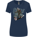 Scooter Skull Motorcycle MOD Biker Womens Wider Cut T-Shirt Navy Blue
