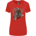 Scooter Skull Motorcycle MOD Biker Womens Wider Cut T-Shirt Red