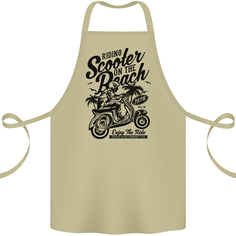 Scooter on the Beach MOD Cotton Apron 100% Organic Khaki
