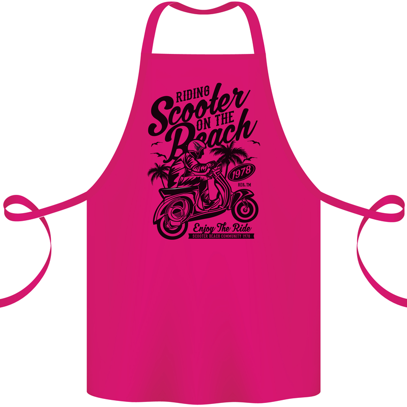 Scooter on the Beach MOD Cotton Apron 100% Organic Pink