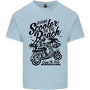Scooter on the Beach MOD Kids T-Shirt Childrens Light Blue