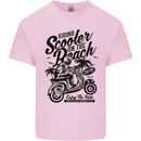 Scooter on the Beach MOD Kids T-Shirt Childrens Light Pink