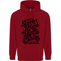 Scooter on the Beach MOD Mens 80% Cotton Hoodie Red