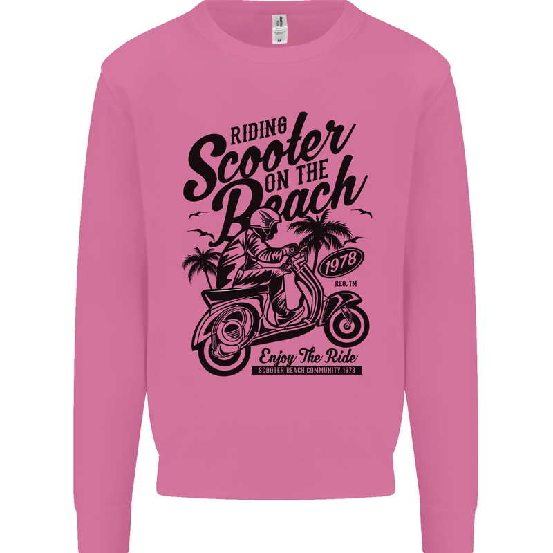 Scooter on the Beach MOD Mens Sweatshirt Jumper Azalea