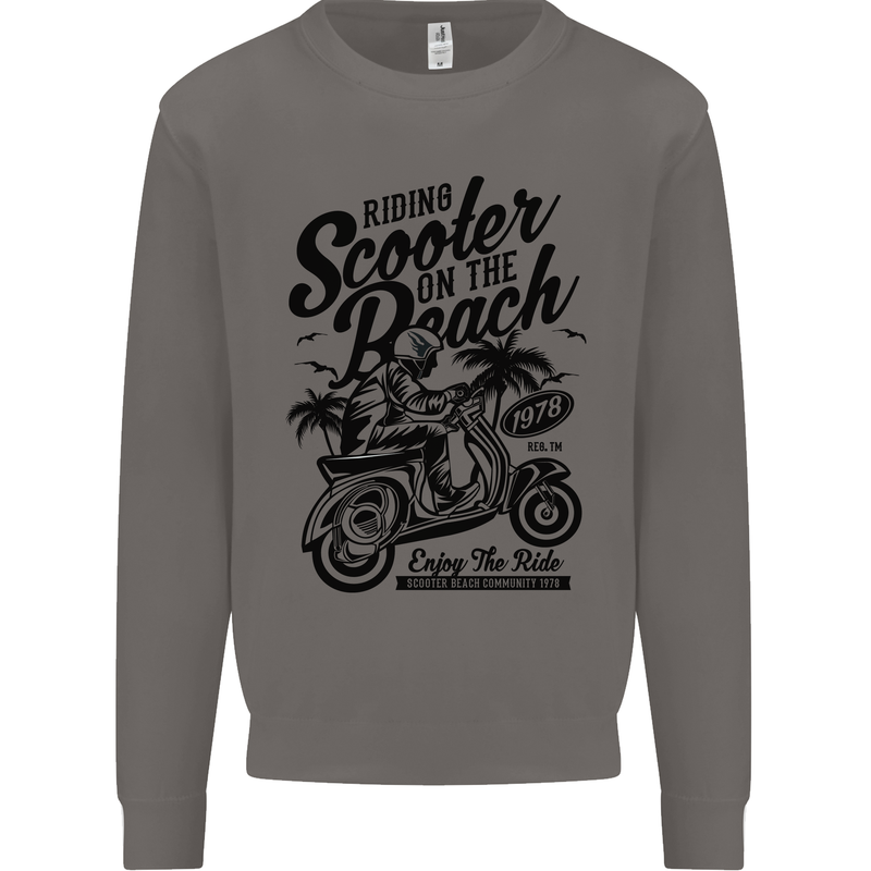 Scooter on the Beach MOD Mens Sweatshirt Jumper Charcoal