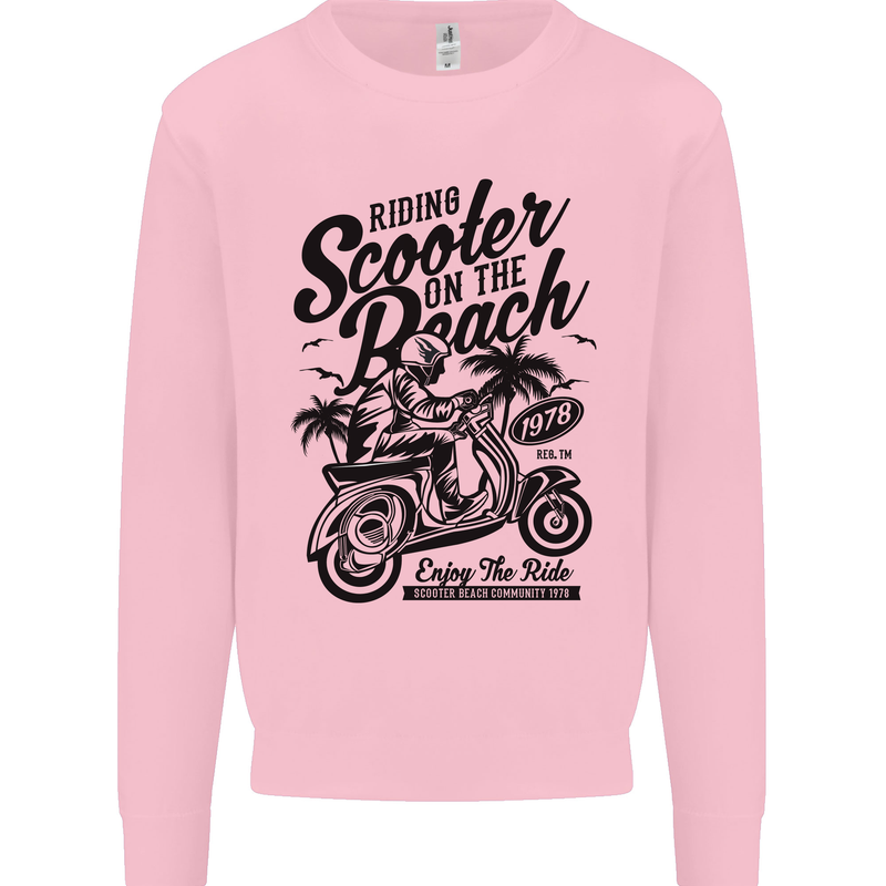Scooter on the Beach MOD Mens Sweatshirt Jumper Light Pink