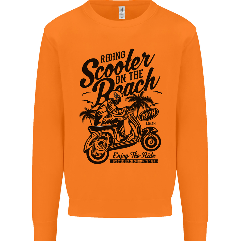 Scooter on the Beach MOD Mens Sweatshirt Jumper Orange