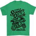 Scooter on the Beach MOD Mens T-Shirt 100% Cotton Irish Green