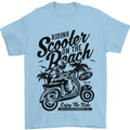 Scooter on the Beach MOD Mens T-Shirt 100% Cotton Light Blue