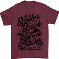 Scooter on the Beach MOD Mens T-Shirt 100% Cotton Maroon