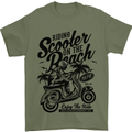 Scooter on the Beach MOD Mens T-Shirt 100% Cotton Military Green
