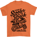 Scooter on the Beach MOD Mens T-Shirt 100% Cotton Orange