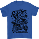 Scooter on the Beach MOD Mens T-Shirt 100% Cotton Royal Blue