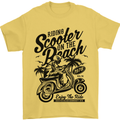 Scooter on the Beach MOD Mens T-Shirt 100% Cotton Yellow