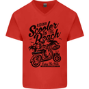 Scooter on the Beach MOD Mens V-Neck Cotton T-Shirt Red