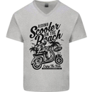 Scooter on the Beach MOD Mens V-Neck Cotton T-Shirt Sports Grey