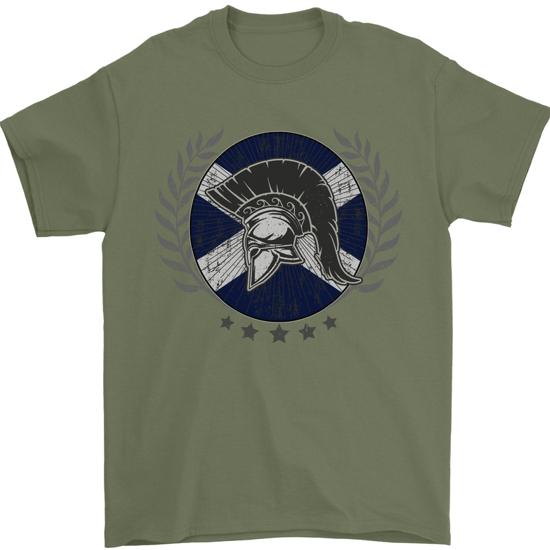 Scotland Bodybuilding Gym Training Scottish Mens T-Shirt 100% Cotton Military Green