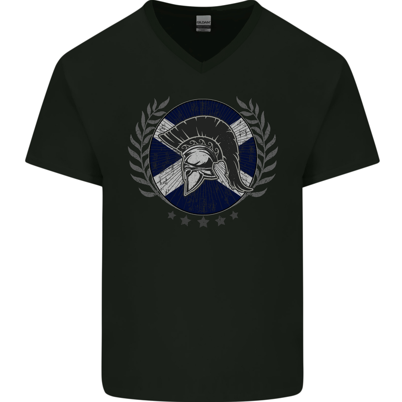 Scotland Bodybuilding Gym Training Scottish Mens V-Neck Cotton T-Shirt Black