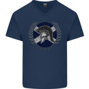Scotland Bodybuilding Gym Training Scottish Mens V-Neck Cotton T-Shirt Navy Blue