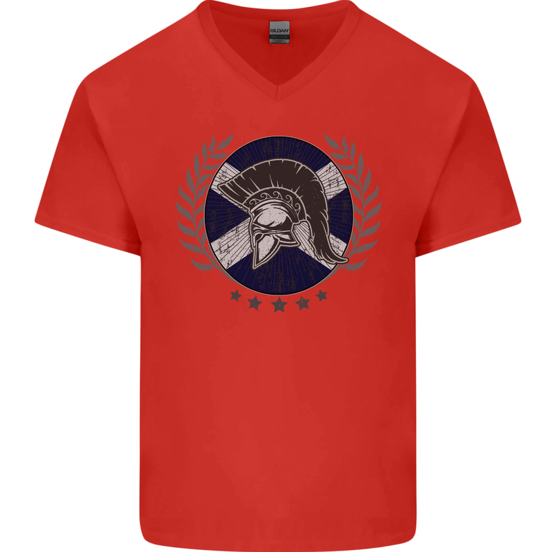 Scotland Bodybuilding Gym Training Scottish Mens V-Neck Cotton T-Shirt Red