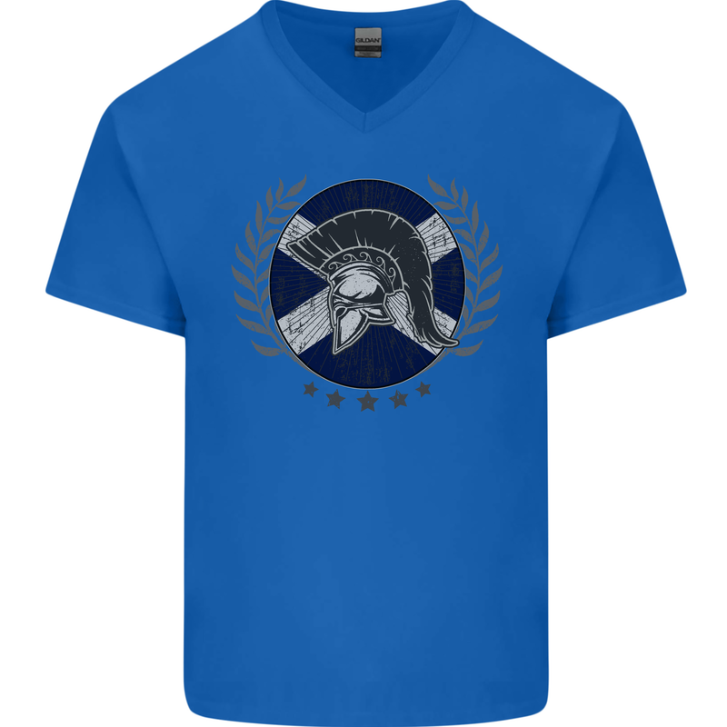 Scotland Bodybuilding Gym Training Scottish Mens V-Neck Cotton T-Shirt Royal Blue