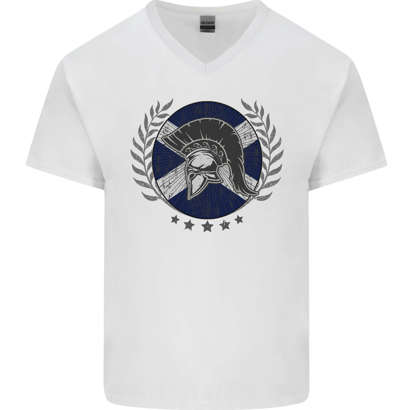 Scotland Bodybuilding Gym Training Scottish Mens V-Neck Cotton T-Shirt White