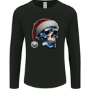 Scotland Christmas Skull Xmas Scottish Flag Biker Mens Long Sleeve T-Shirt Black
