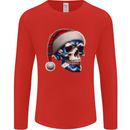 Scotland Christmas Skull Xmas Scottish Flag Biker Mens Long Sleeve T-Shirt Red