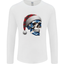 Scotland Christmas Skull Xmas Scottish Flag Biker Mens Long Sleeve T-Shirt White