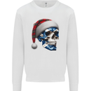 Scotland Christmas Skull Xmas Scottish Flag Biker Mens Sweatshirt Jumper White