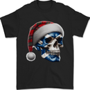Scotland Christmas Skull Xmas Scottish Flag Biker Mens T-Shirt 100% Cotton Black