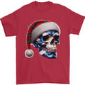 Scotland Christmas Skull Xmas Scottish Flag Biker Mens T-Shirt 100% Cotton Red