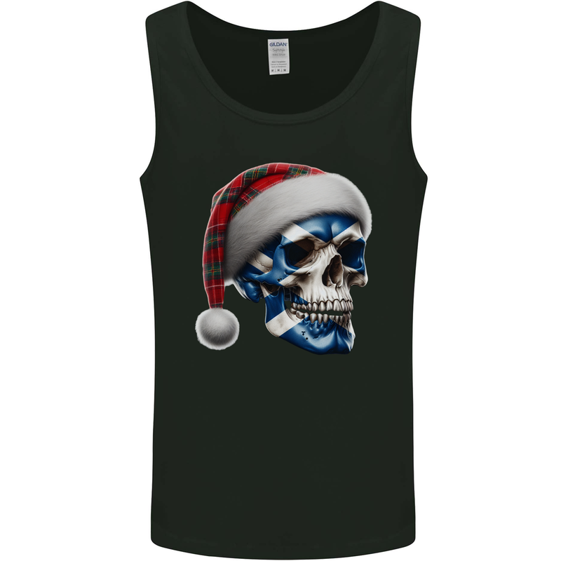 Scotland Christmas Skull Xmas Scottish Flag Biker Mens Vest Tank Top Black
