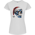 Scotland Christmas Skull Xmas Scottish Flag Biker Womens Petite Cut T-Shirt White