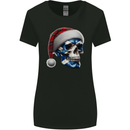 Scotland Christmas Skull Xmas Scottish Flag Biker Womens Wider Cut T-Shirt Black