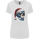 Scotland Christmas Skull Xmas Scottish Flag Biker Womens Wider Cut T-Shirt White
