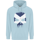 Scotland Skull Scottish Gym Flag Biker Childrens Kids Hoodie Light Blue