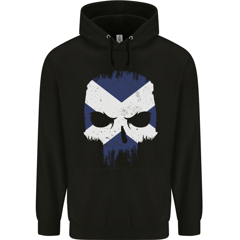 Scotland Skull Scottish Gym Flag Biker Mens 80% Cotton Hoodie Black