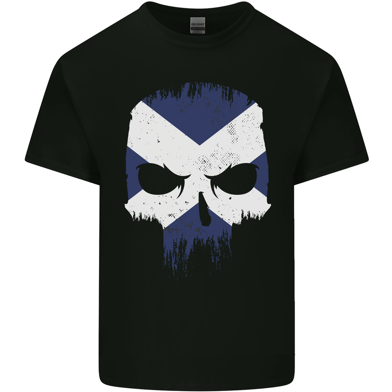 Scotland Skull Scottish Gym Flag Biker Mens Cotton T-Shirt Tee Top Black
