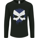 Scotland Skull Scottish Gym Flag Biker Mens Long Sleeve T-Shirt Black