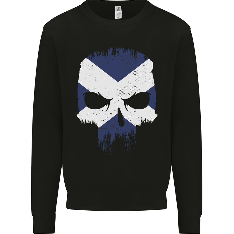 Scotland Skull Scottish Gym Flag Biker Mens Sweatshirt Jumper Black