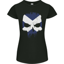 Scotland Skull Scottish Gym Flag Biker Womens Petite Cut T-Shirt Black
