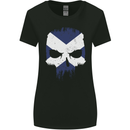 Scotland Skull Scottish Gym Flag Biker Womens Wider Cut T-Shirt Black