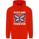 Scottish Butterfly Scotland Childrens Kids Hoodie Bright Red