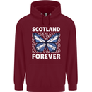 Scottish Butterfly Scotland Childrens Kids Hoodie Maroon
