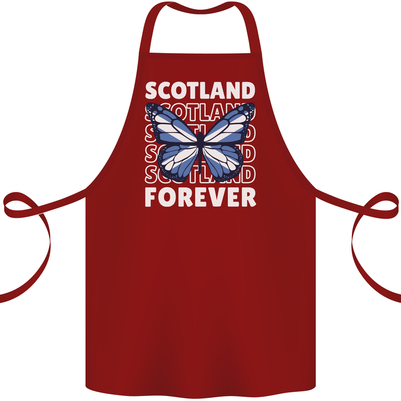 Scottish Butterfly Scotland Cotton Apron 100% Organic Maroon