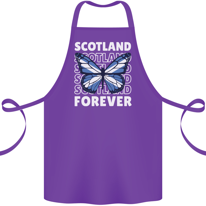 Scottish Butterfly Scotland Cotton Apron 100% Organic Purple