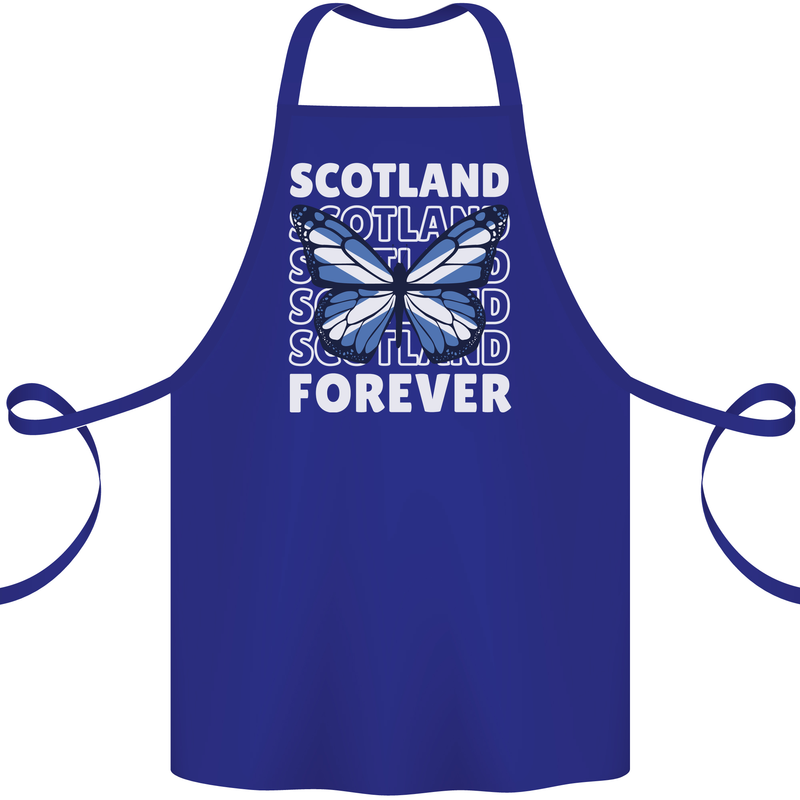 Scottish Butterfly Scotland Cotton Apron 100% Organic Royal Blue