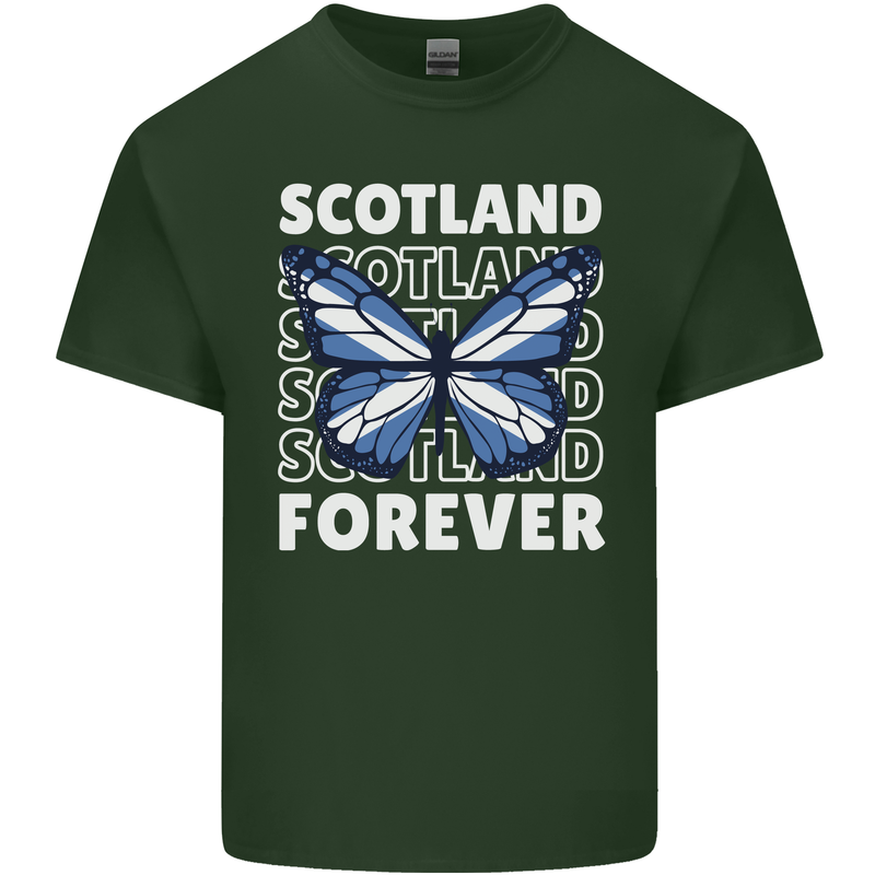 Scottish Butterfly Scotland Mens Cotton T-Shirt Tee Top Forest Green