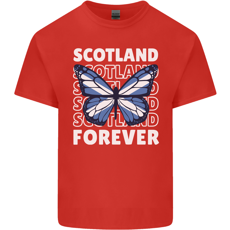 Scottish Butterfly Scotland Mens Cotton T-Shirt Tee Top Red